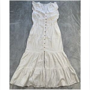 Sonoma Maxi Swiss Dot White Dress Button - Size 4X